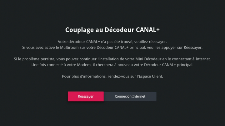 Votre décodeur CANAL+ n’a pas été trouvé