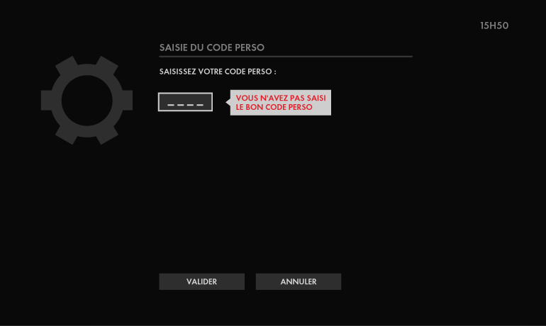 Vous n'avez pas saisi le bon code perso