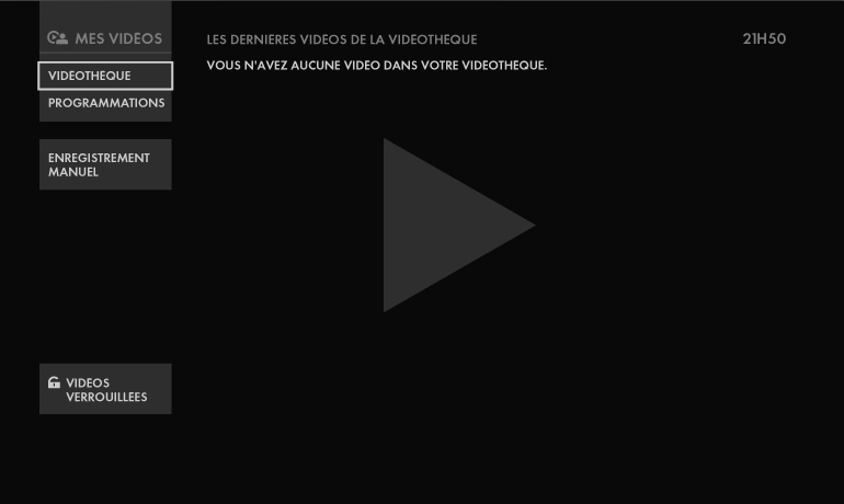 Vous n'avez aucune vidéo dans votre vidéothèque